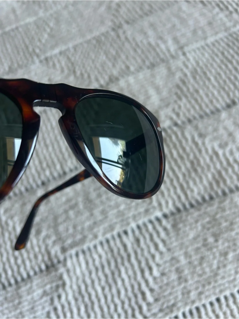 Persol Tortoiseshell Sunglasses with Dark Green Lenses